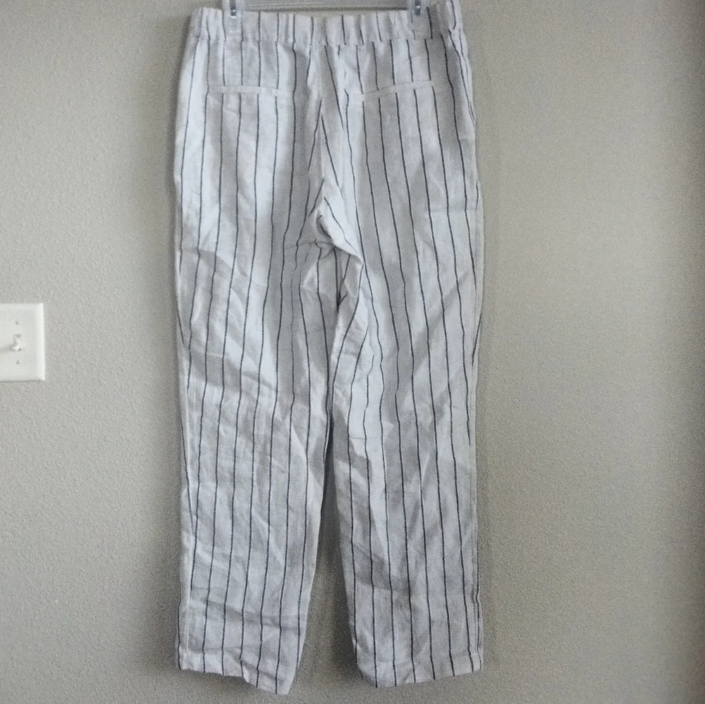 Mango Size Small 100% Linen Striped Beachy Pants